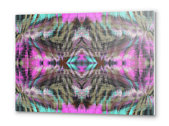 geometric symmetry pattern abstract background in pink blue brown Metal prints by Timmy333