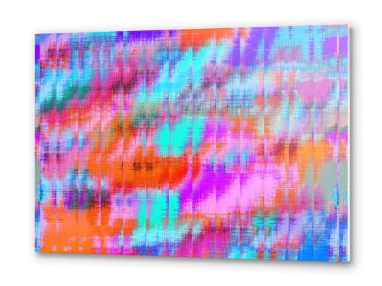 psychedelic geometric painting texture abstract background in pink blue orange purple Metal prints by Timmy333