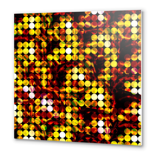 circle pattern abstract background with splash painting abstract in yellow red brown Metal prints by Timmy333