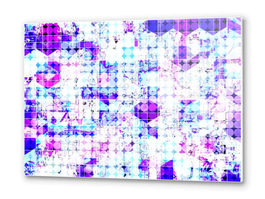 geometric square and circle pattern abstract background in pink blue Metal prints by Timmy333