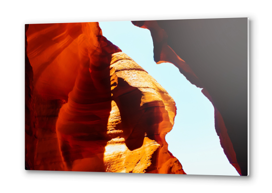 sandstone abstract with blue sky at Antelope Canyon, Arizona, USA Metal prints by Timmy333
