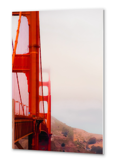 Closeup Golden Gate bridge with foggy sky San Francisco USA Metal prints by Timmy333