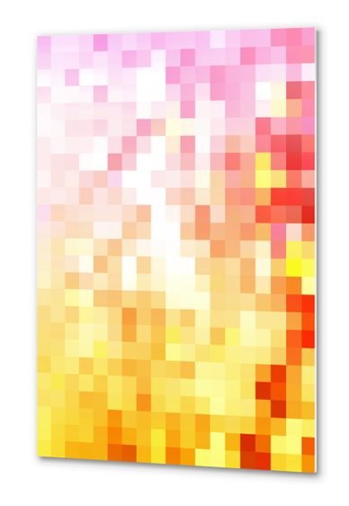 graphic design geometric pixel square pattern abstract background in pink red orange Metal prints by Timmy333