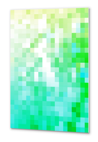 geometric pixel square pattern abstract background in green blue Metal prints by Timmy333