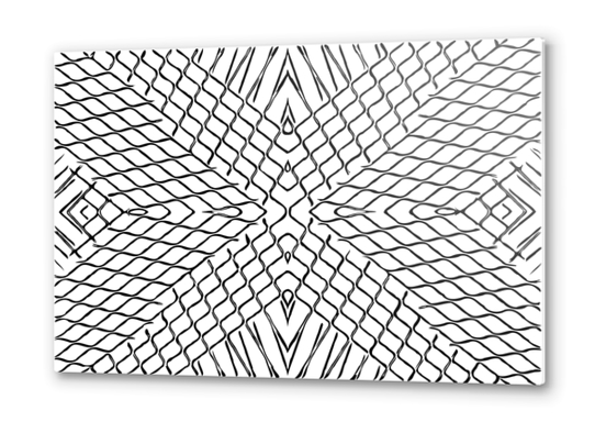 geometric symmetry line pattern abstract in black and white Metal prints by Timmy333