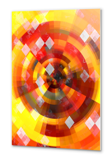 geometric pixel square pattern abstract background in red brown yellow Metal prints by Timmy333