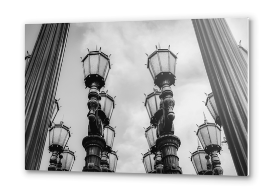 Urban Light at LACMA Los Angeles California USA in black and white Metal prints by Timmy333