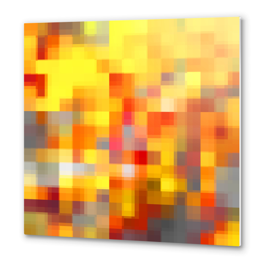 graphic design geometric pixel square pattern abstract in red yellow brown Metal prints by Timmy333