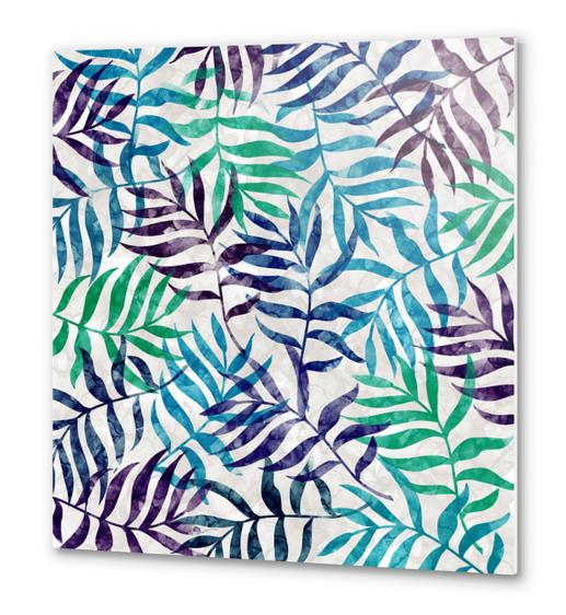 Watercolor Tropical Palm Leaves X 0.2 Metal prints by Amir Faysal