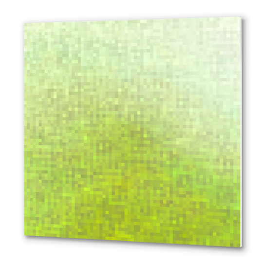 graphic design geometric pixel square pattern abstract in green Metal prints by Timmy333