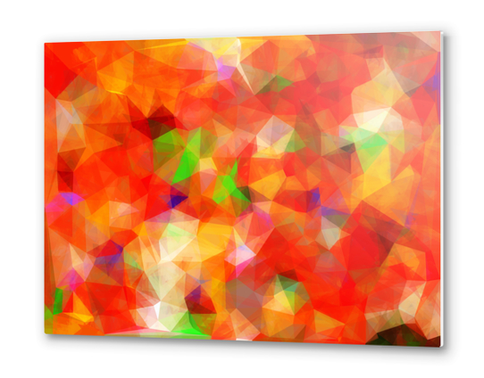 geometric triangle pattern abstract background in red orange green Metal prints by Timmy333