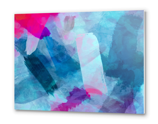 splash painting texture abstract background in blue pink Metal prints by Timmy333