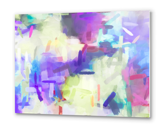 splash painting texture abstract background in purple pink blue yellow Metal prints by Timmy333