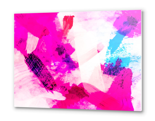 splash painting texture abstract background in pink and blue Metal prints by Timmy333