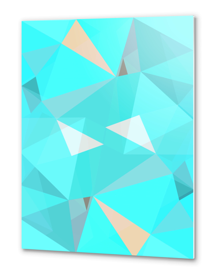 geometric triangle shape abstract background in blue Metal prints by Timmy333