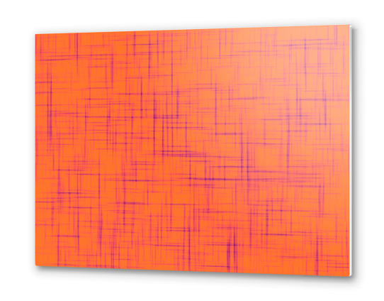 geometric square line pattern abstract background in orange and purple Metal prints by Timmy333