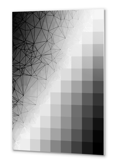 graphic design pixel geometric square pattern abstract background in black and white Metal prints by Timmy333