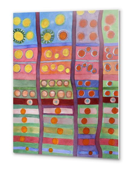 Colorful Grid Pattern with Numerous Circles   Metal prints by Heidi Capitaine