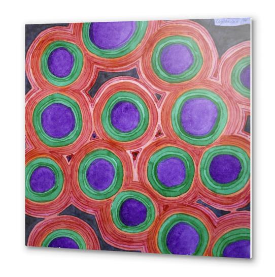 Circles Pattern with Purple Cores Metal prints by Heidi Capitaine