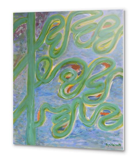 Vividly Curved Green Lines  Metal prints by Heidi Capitaine