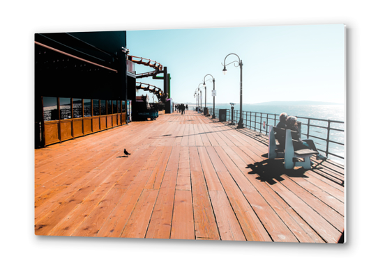 Summer at Santa Monica Pier California USA with blue sky  Metal prints by Timmy333