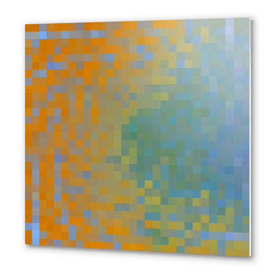 graphic design geometric pixel square pattern abstract in blue orange Metal prints by Timmy333