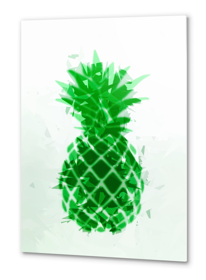 pineapple in green with geometric triangle pattern abstract Metal prints by Timmy333