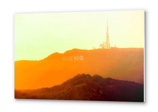 sunset sky in summer at Hollywood Sign, Los Angeles, California, USA Metal prints by Timmy333