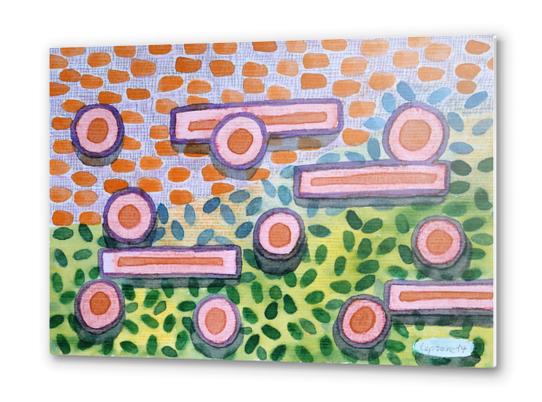 Bars and Dots on a Lawn  Metal prints by Heidi Capitaine