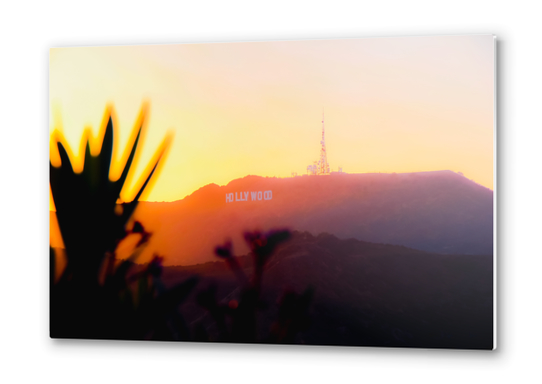 sunset sky at Hollywood Sign Los Angeles California USA Metal prints by Timmy333