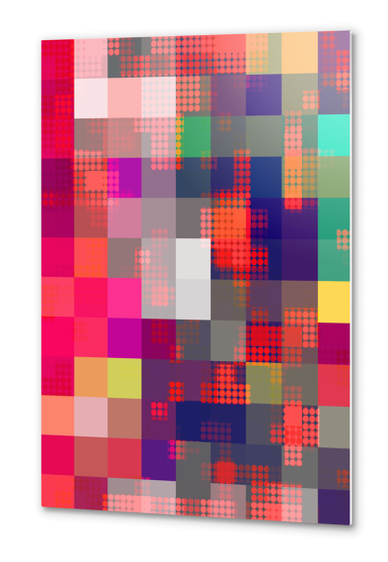 geometric pixel square pattern abstract background in red blue pink Metal prints by Timmy333