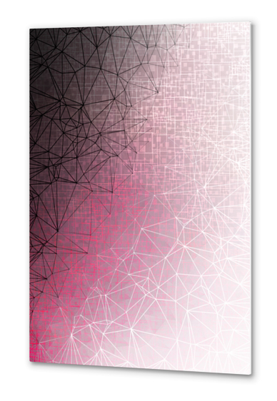 fractal geometric line pattern abstract art in pink Metal prints by Timmy333