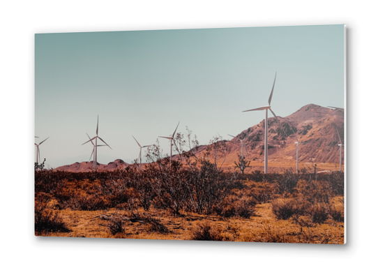 Wind turbine and desert view at Kern County California USA Metal prints by Timmy333