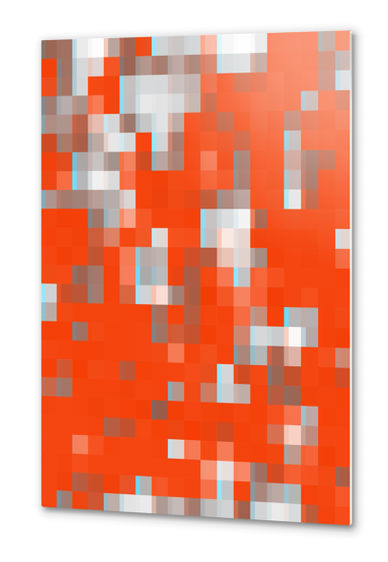 geometric pixel square pattern abstract background in orange blue Metal prints by Timmy333