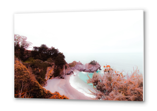 waterfall at the beach at Mcway Falls, Big Sur, Highway 1, California, USA Metal prints by Timmy333