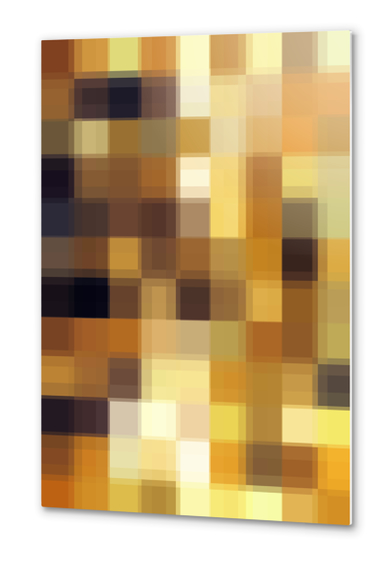 graphic design pixel geometric square pattern abstract background in brown Metal prints by Timmy333