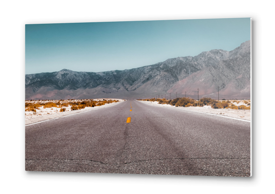 road in the desert with mountain view in California USA Metal prints by Timmy333