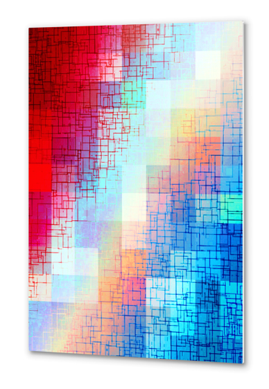 geometric pixel square pattern abstract background in red blue Metal prints by Timmy333