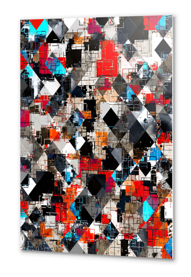 geometric pixel square pattern abstract background in red blue Metal prints by Timmy333