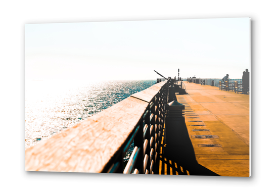 Pier with blue sky at Manhattan Beach, California, USA Metal prints by Timmy333