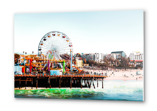 colorful ferris wheel at Santa Monica pier California USA  Metal prints by Timmy333