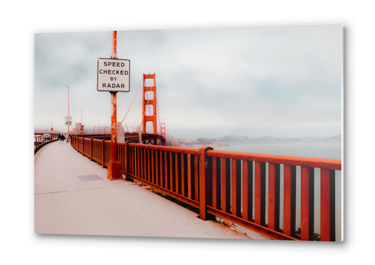 Walkway with Golden Gated bridge view in San Francisco USA Metal prints by Timmy333