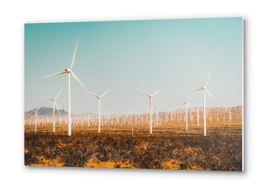 Wind turbine in the desert at Kern County California USA Metal prints by Timmy333