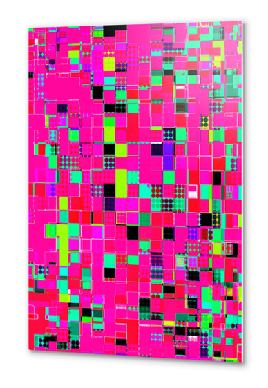 geometric pixel square pattern abstract background in pink green blue Metal prints by Timmy333