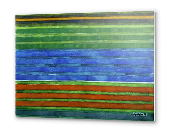 Horizontal Stripes In Red Blue Green Metal prints by Heidi Capitaine