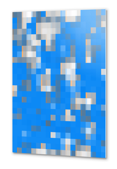 geometric pixel square pattern abstract background in blue Metal prints by Timmy333