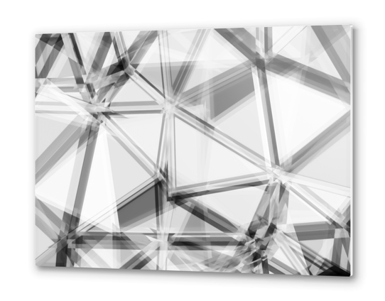 geometric triangle abstract background in black and white Metal prints by Timmy333