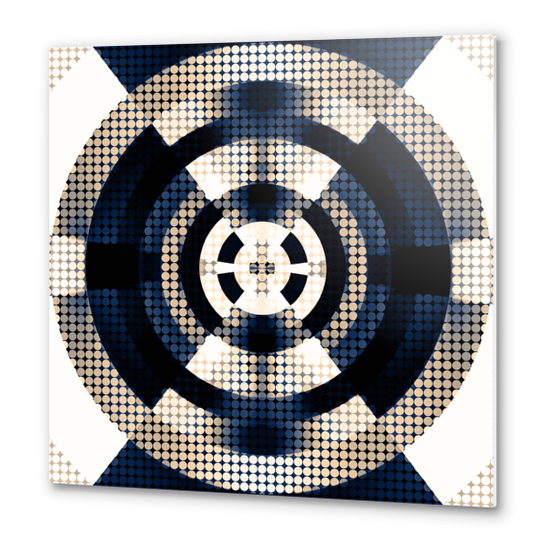 graphic design geometric symmetry circle pattern abstract background in blue brown Metal prints by Timmy333