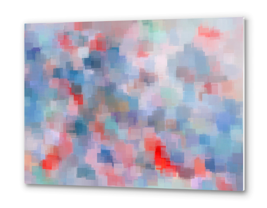 geometric square pattern abstract background in blue pink red Metal prints by Timmy333
