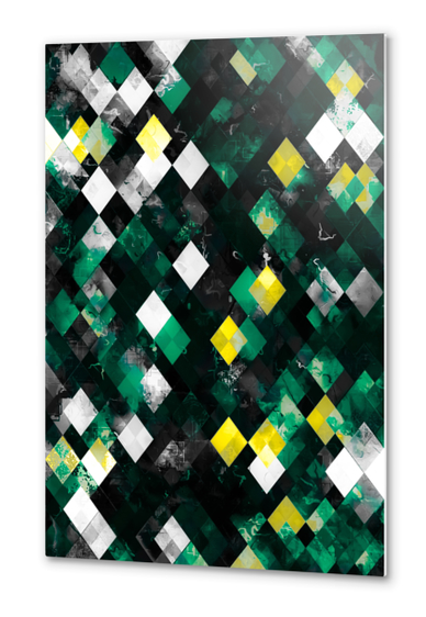 graphic design geometric pixel square pattern abstract background in green yellow Metal prints by Timmy333